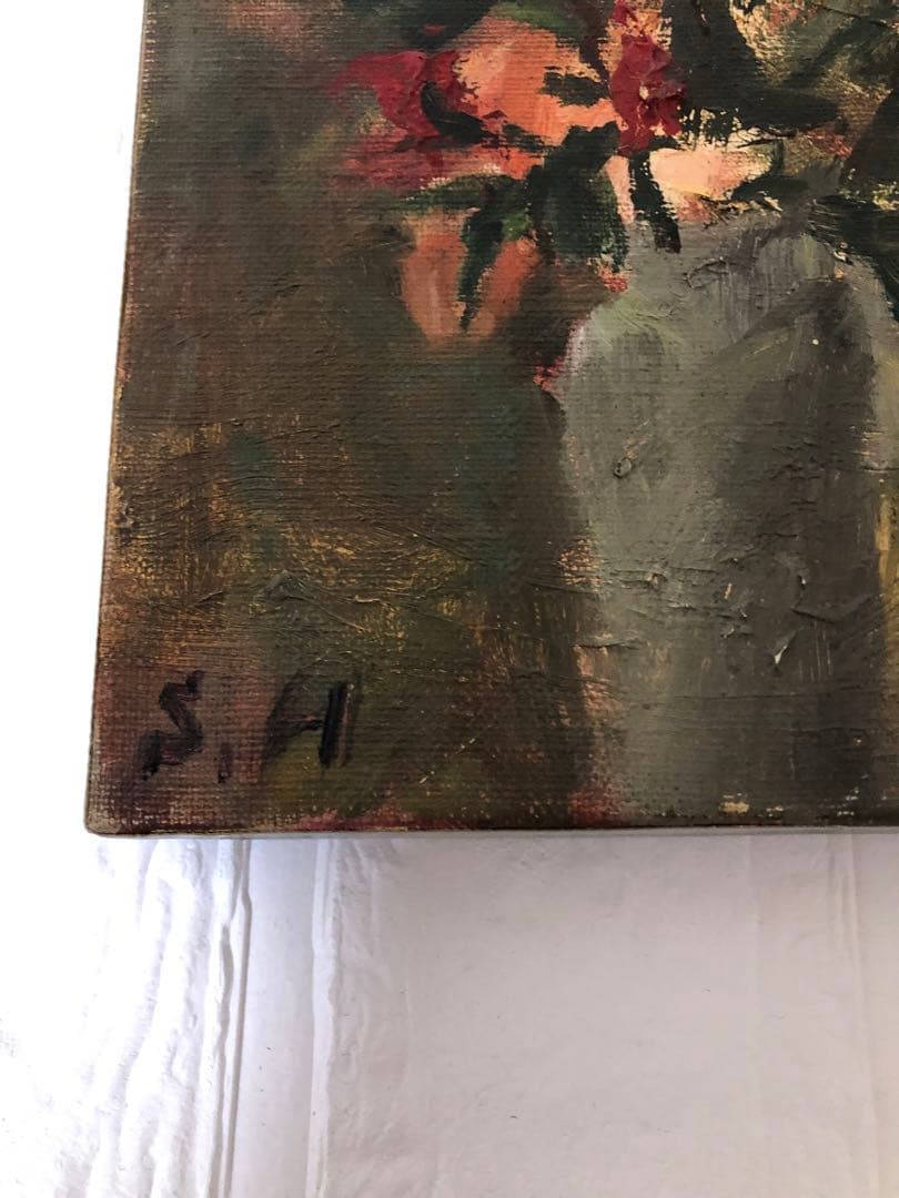 油絵（赤い花）