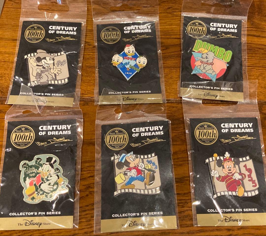 ディズニー 100周年記念 ピンバッジ6個セット