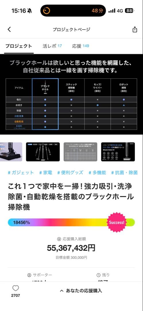 SOUYI ブラックホール掃除機 コードレス水拭き掃除機