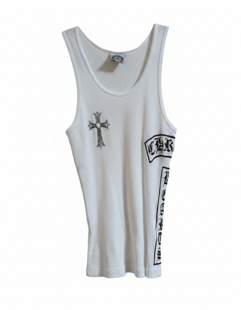 クロムハーツ　タンクトップ　ホワイト　ラインストーンChrome Hearts