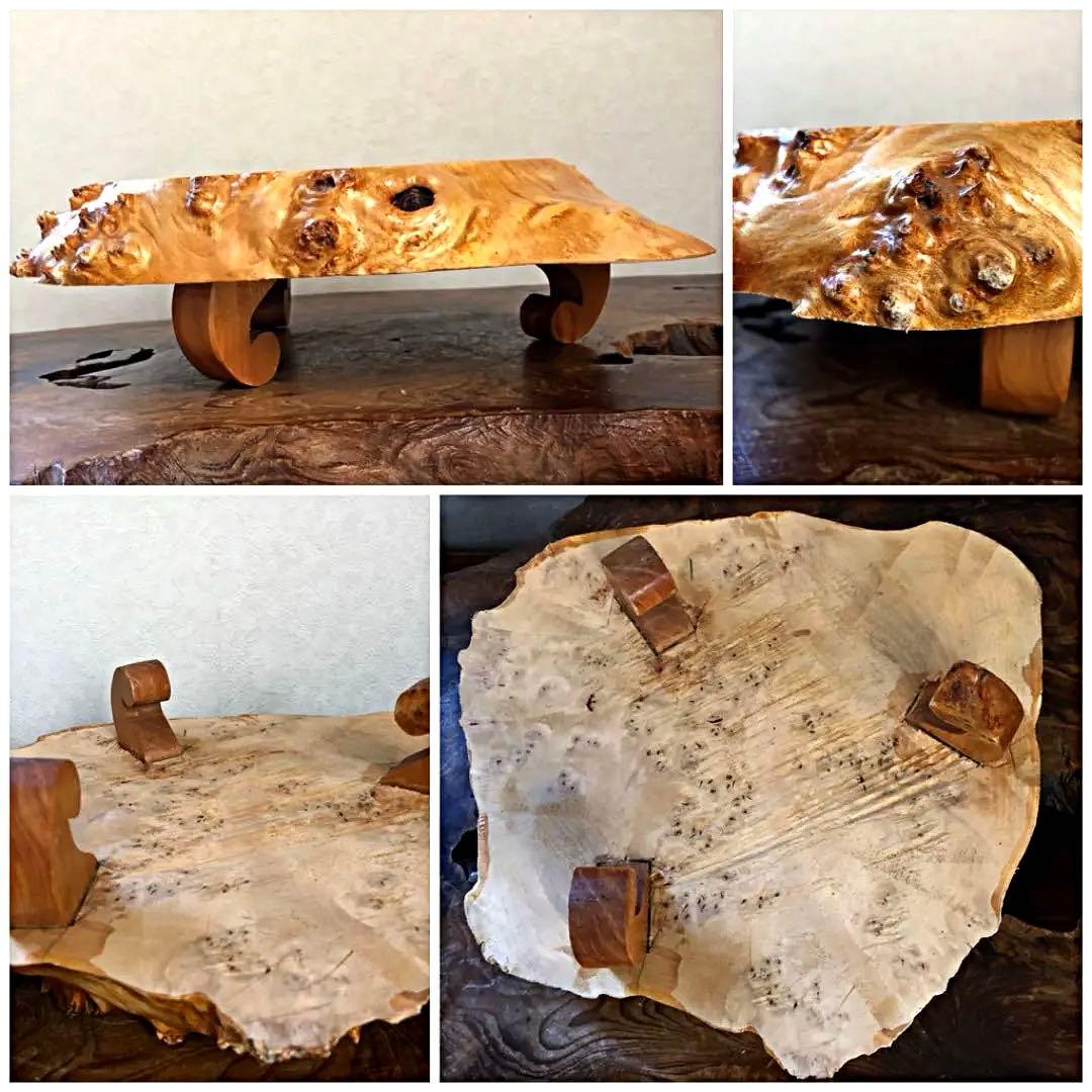 三足 高台 天然木 玉杢 葡萄杢 花台 香台 盆栽台