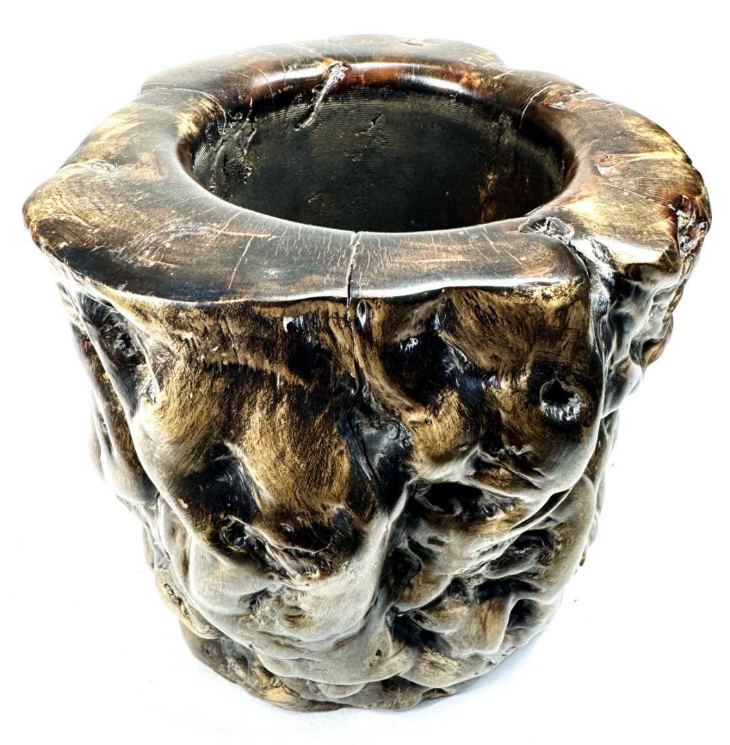 清時代 天然海松（黒珊瑚）筒 特太 2.01kg 書道 華道 茶道WWWT076