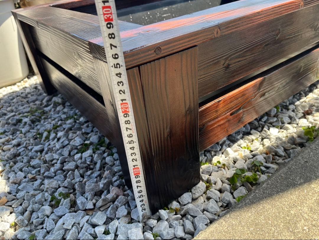 【新品・送料込】メダカ　飼育ケース　80Lトロ舟＋木枠のセット　ウォールナット