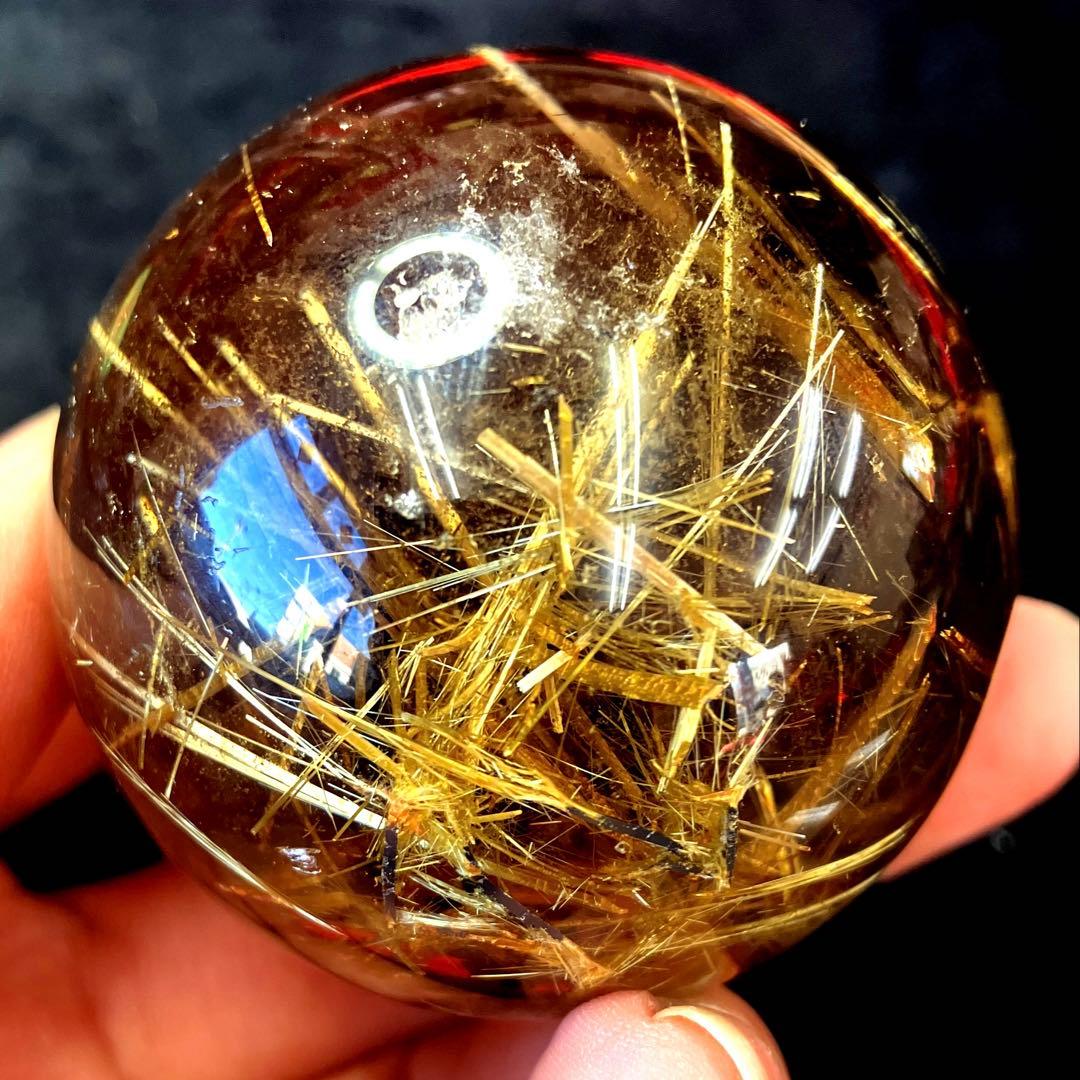 超絶綺麗✨51mm ゴールドタイチンルチルクォーツ　丸玉　スフィア　金針水晶