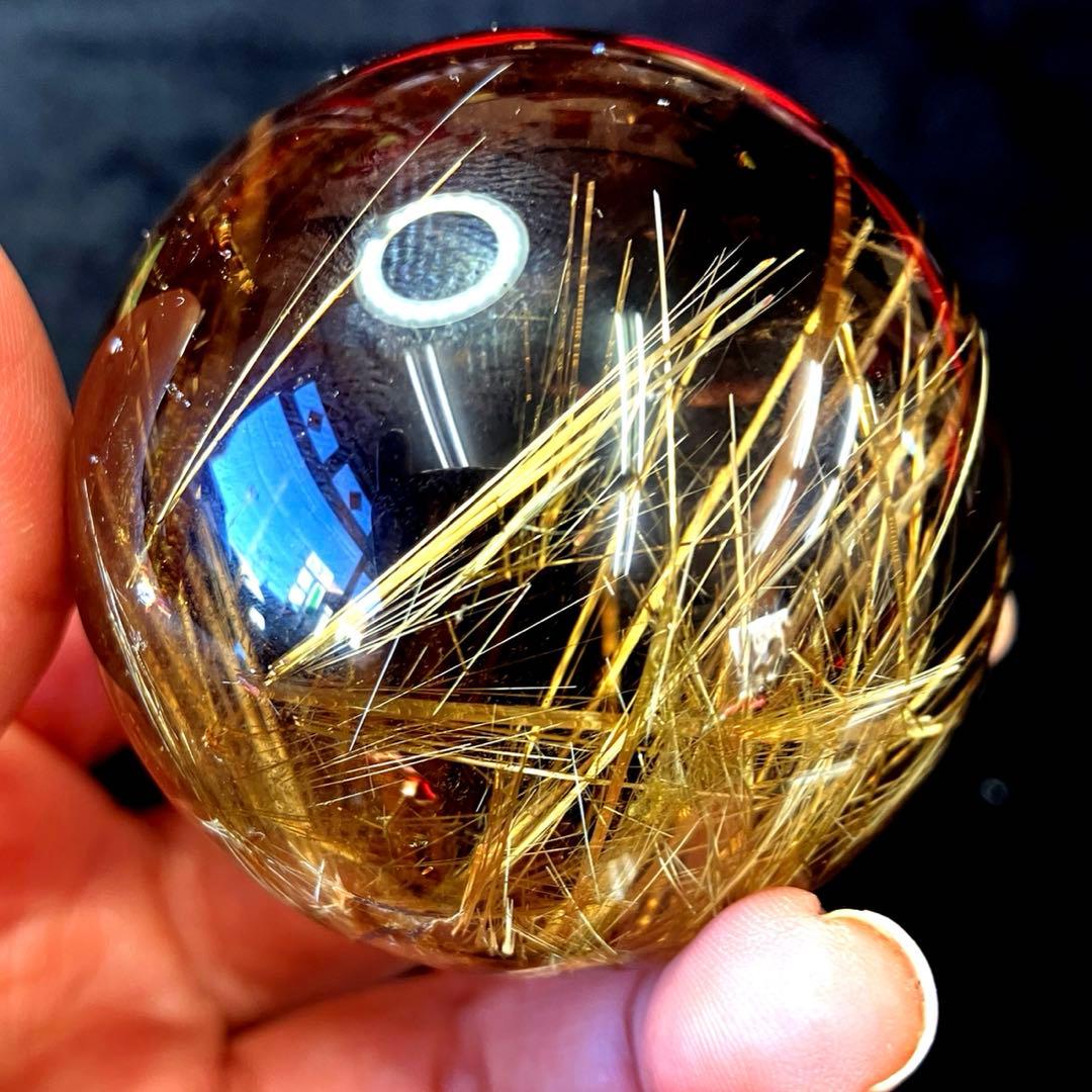 超絶綺麗✨51mm ゴールドタイチンルチルクォーツ　丸玉　スフィア　金針水晶