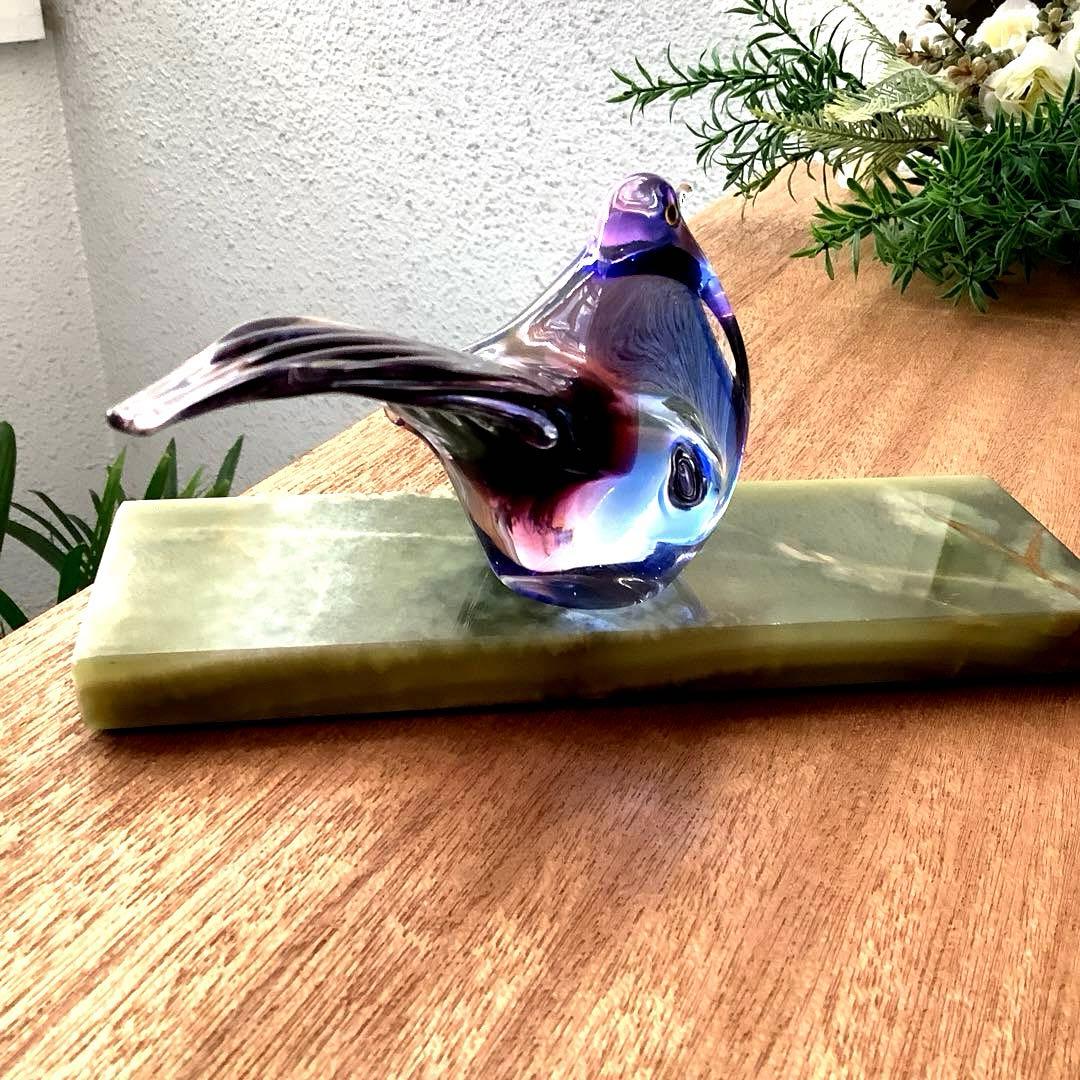 Malti Glass 【Love Birds/ラヴ　バード】台座付　ガラス工芸