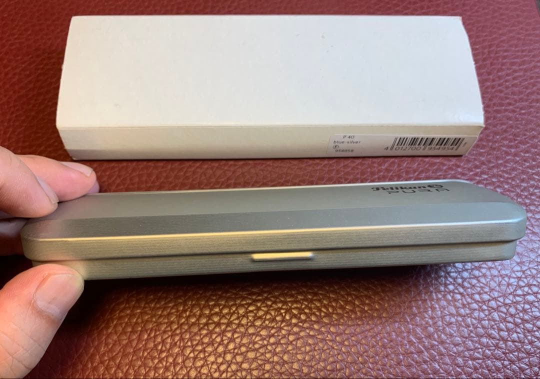 Pelikan P40 Pura ブルー&シルバー万年筆 スチール F