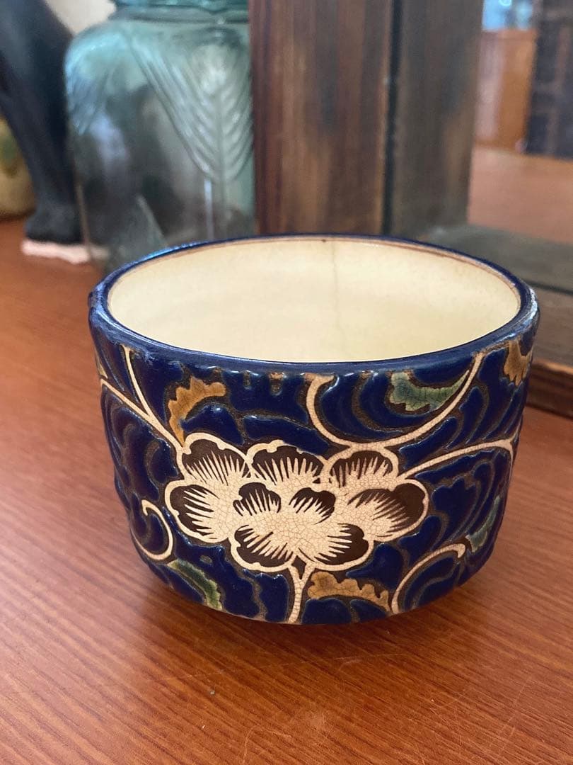 古清水　黒地　瑠璃　白緑黄釉茶碗 江戸初期　希少　骨董　レア