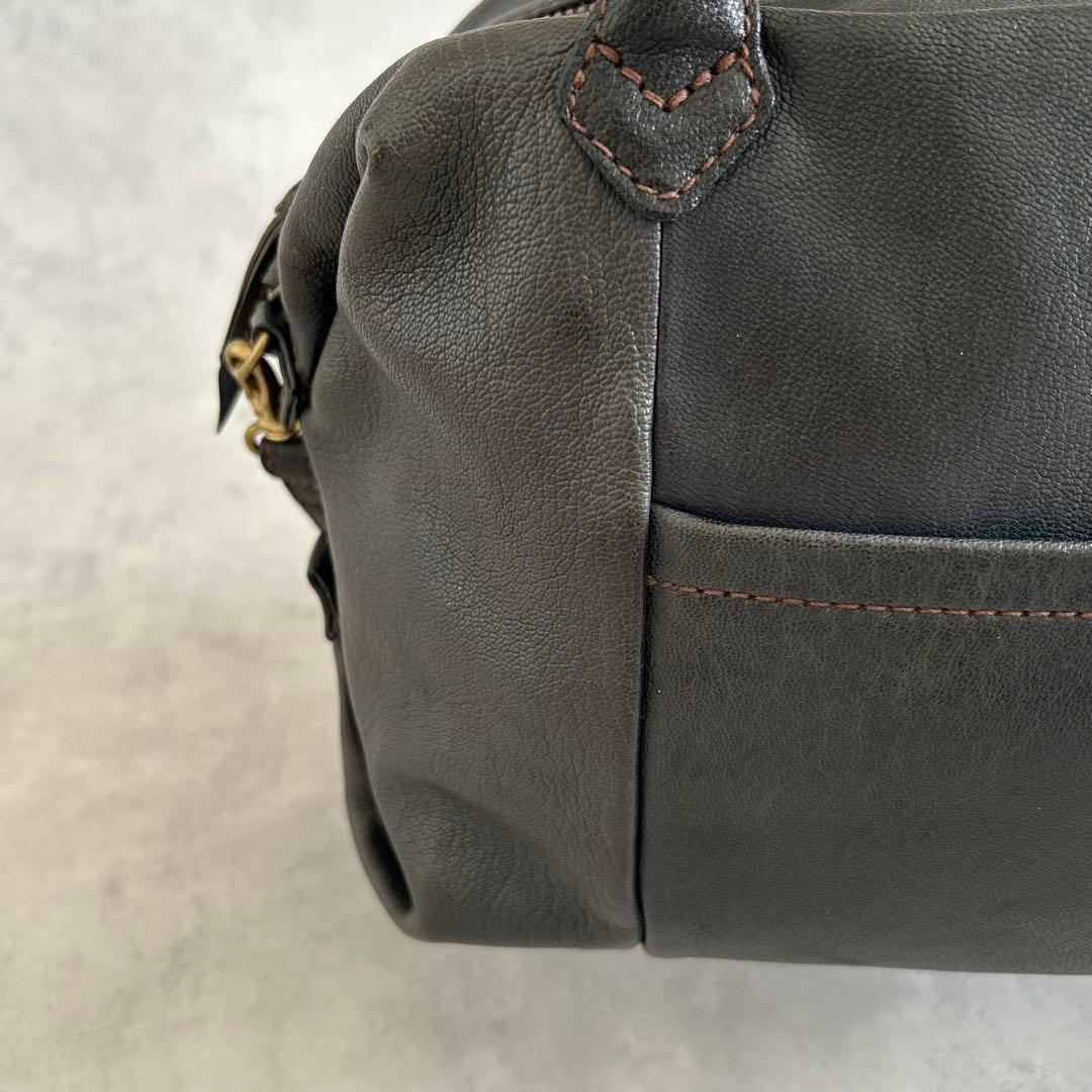 美品ゲンテン ショルダーバッグ 2way 山羊革 ゴートスキン ヌメボストン