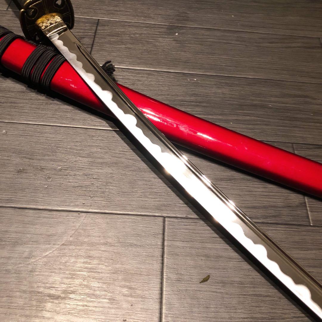 高級模造刀　居合刀　樋入刀身　合金刀身　朱拵え