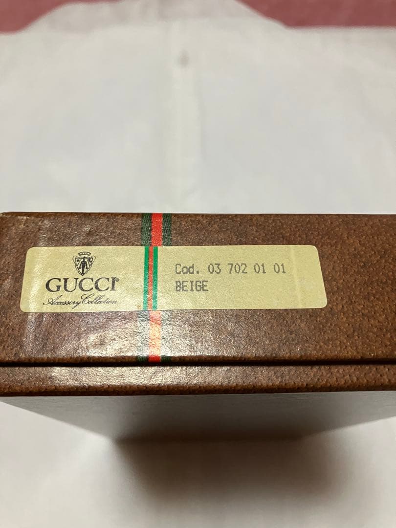 オールドGUCCI 二つ折り財布 ブラウン/ベージュ 箱付き