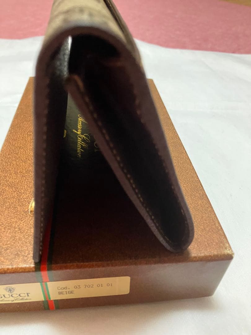 オールドGUCCI 二つ折り財布 ブラウン/ベージュ 箱付き