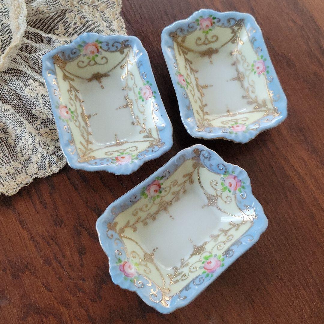 ハンドペイント 輸出用 アンティーク 豆皿 金モール オールドノリタケ風