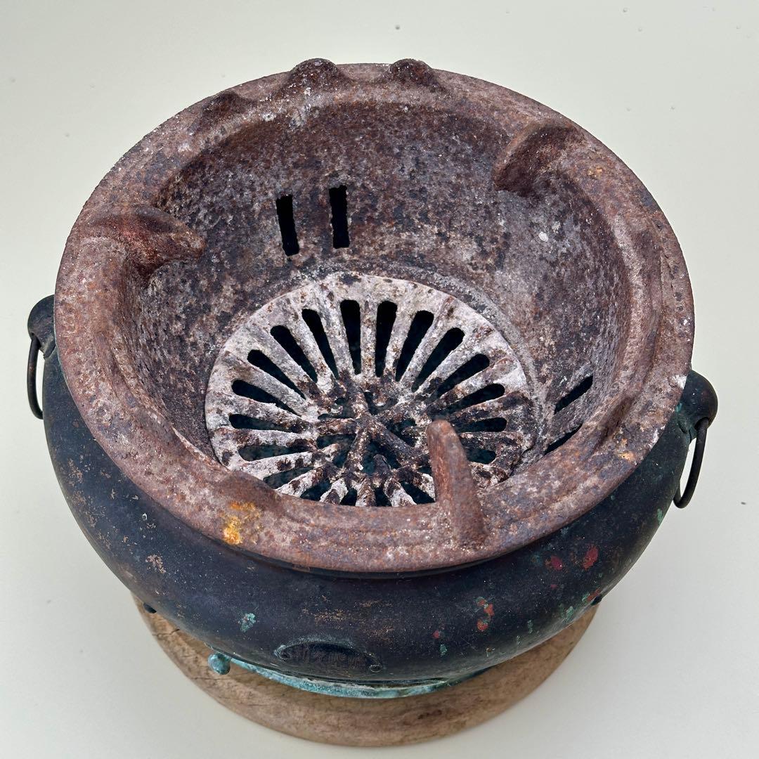 利久焜炉 安田工場 銅製 練炭コンロ アンティーク火鉢　骨董品　レア