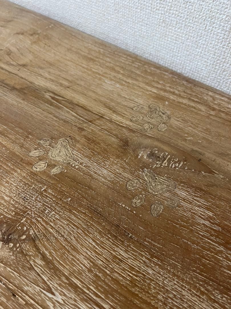 チーク ダイニングテーブル 180cm ナチュラルホワイト 無垢材