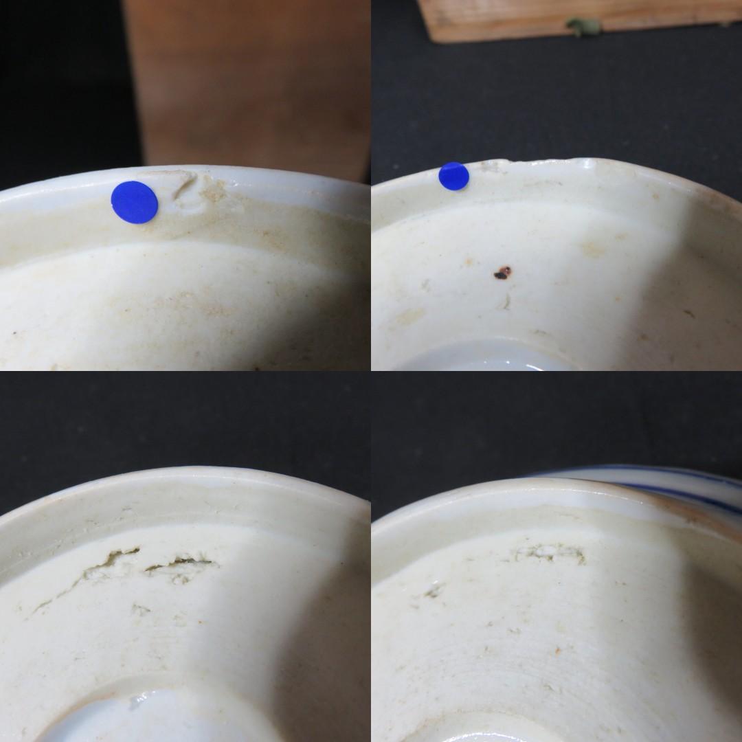 なます皿 5客 松竹梅 色絵付 見込印判 唐草 花文様 明治 木箱