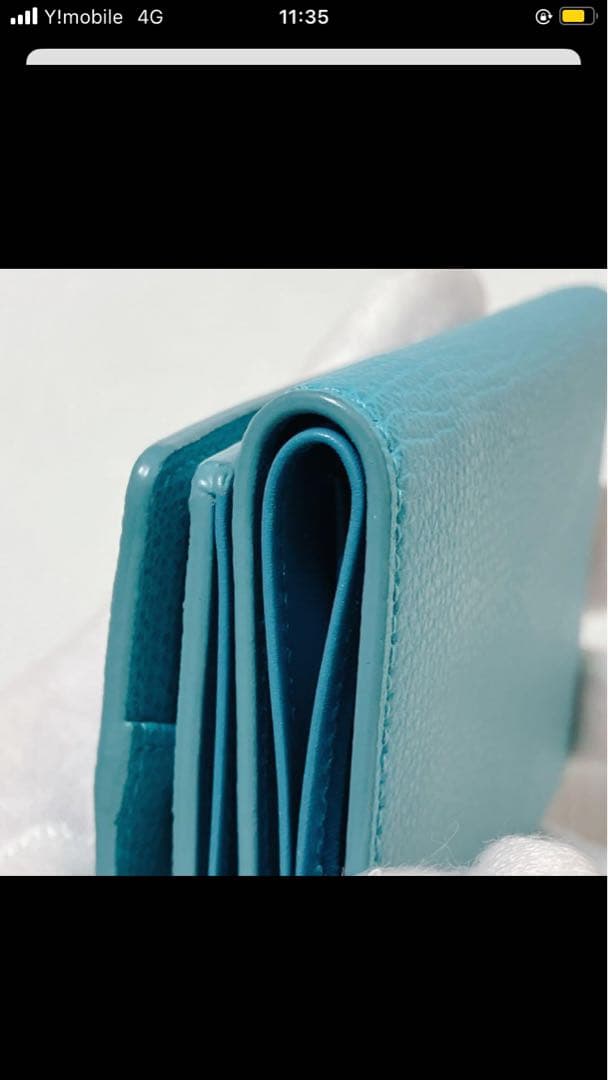 未使用　agnes b. アニエスベー レザー三つ折り財布　ターコイズ