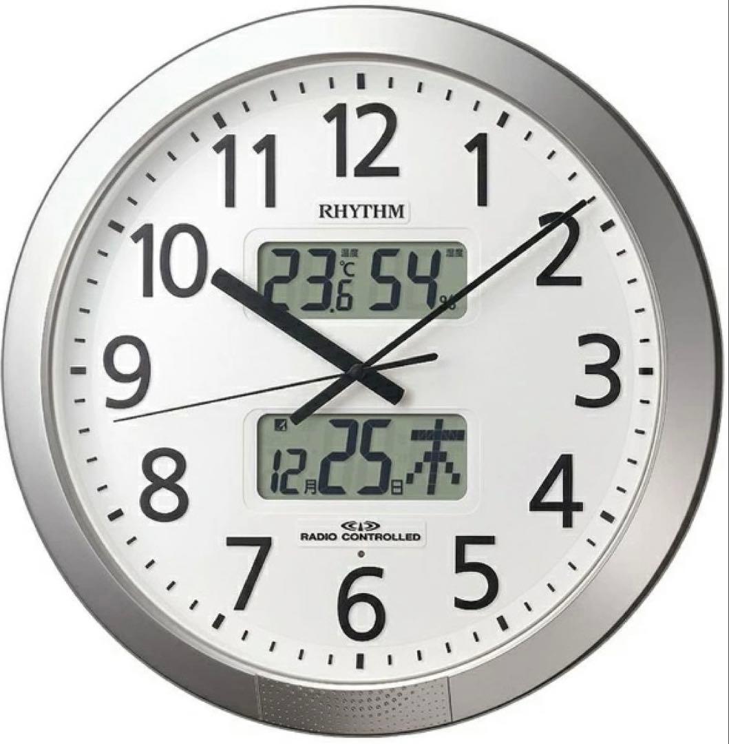 RHYTHM 電波時計 4FN404SR19 温度・湿度モニター付き