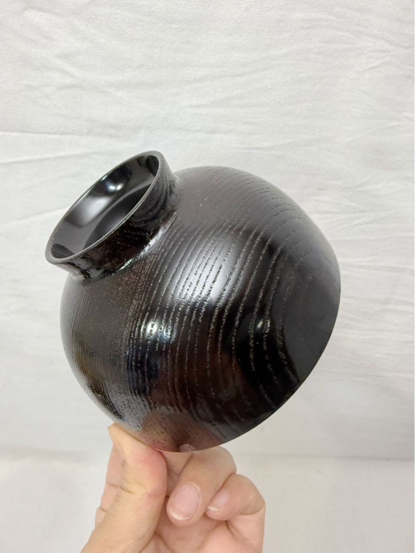 ほぼ未使用 懐石道具 木製黒塗 吸物椀 金彩松葉見返し蒔絵 木箱