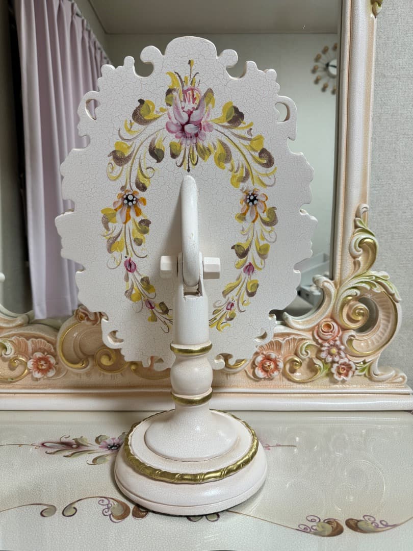 ⑥ ロココ調 化粧鏡 メイクアップミラー　猫脚 家具 お姫様 ローラアシュレイ