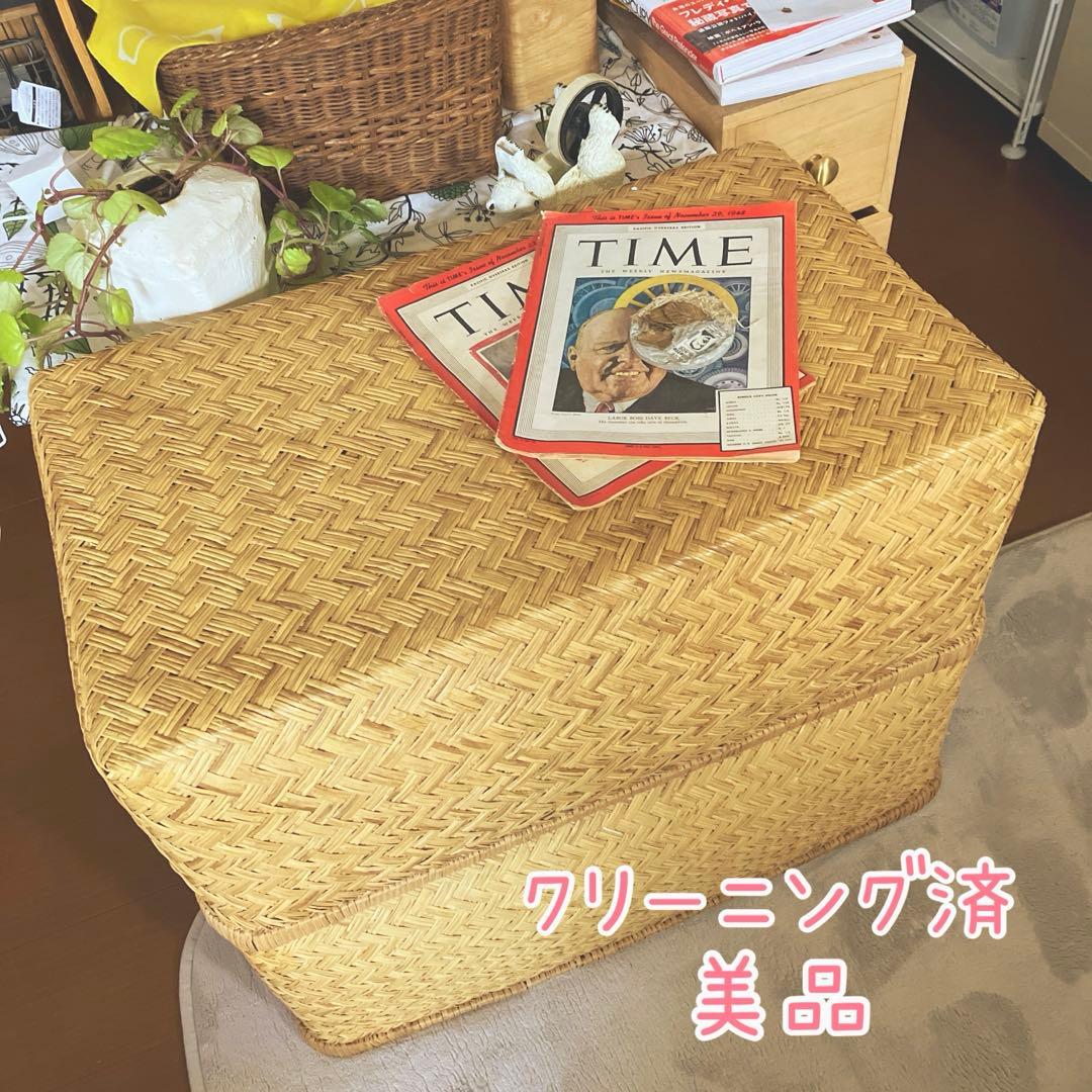 昭和レトロ 中サイズ 行李 クリーニング済み 収納 籠 美品 ②