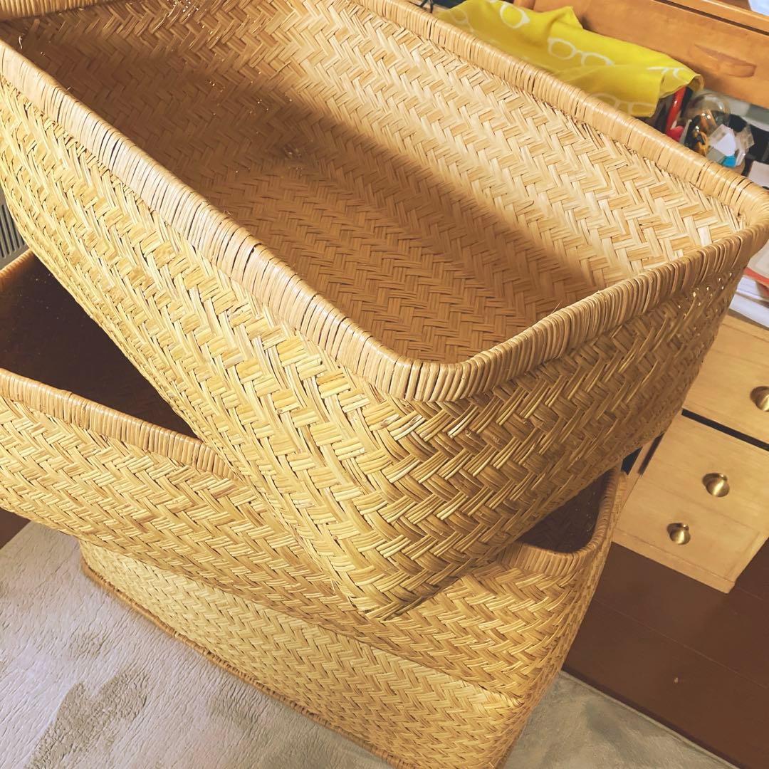 昭和レトロ 中サイズ 行李 クリーニング済み 収納 籠 美品 ②