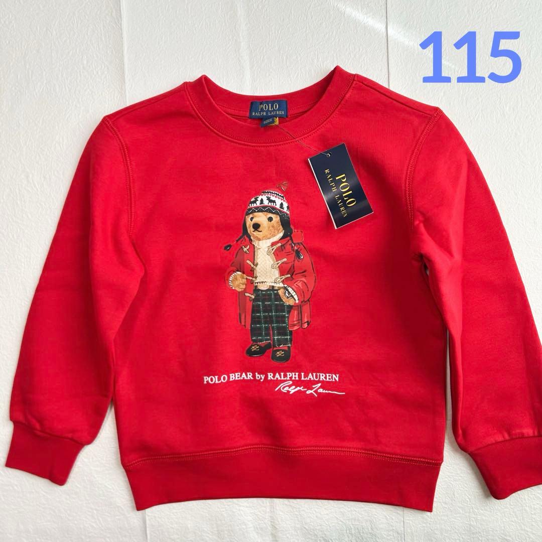 新作◇ラルフローレンポロベアフリーススウェット レッド 115