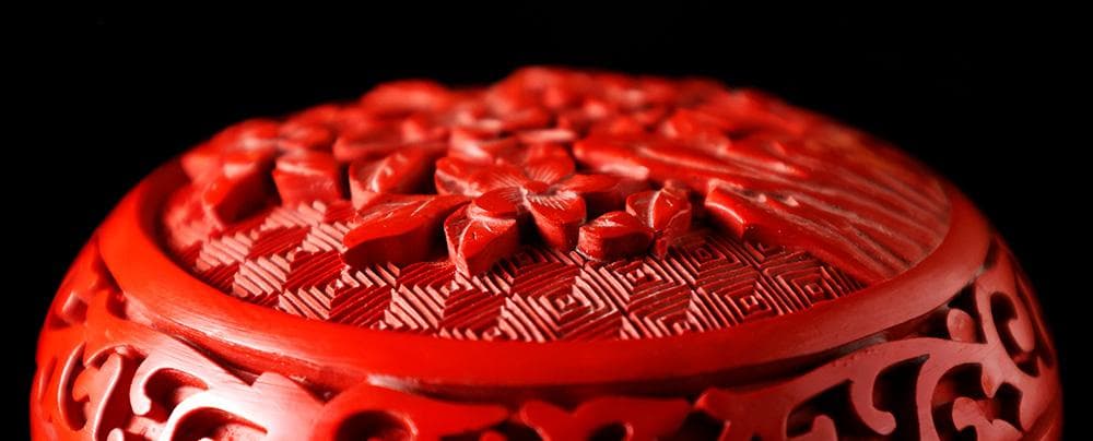 未使用 美品 堆朱 香合 花草彫 茶道具 煎茶道具 骨董 中国美術 古玩 唐物