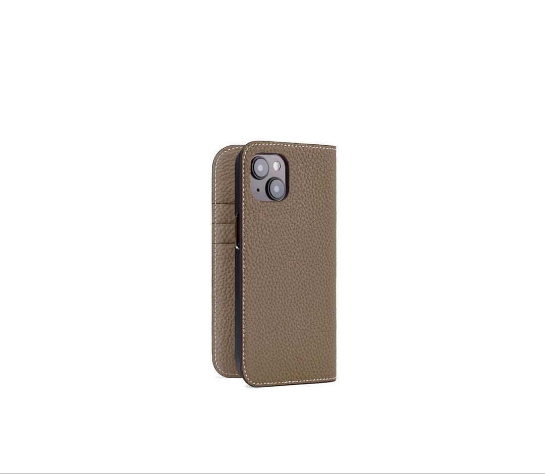 BONAVENTURA iPhone15ダイアリーケースシュリンクレザーエトープ