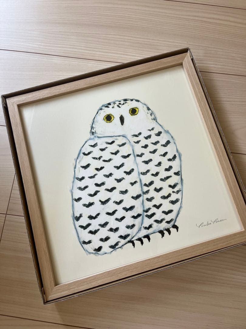 よねずゆうすけ　米津祐介　アートポスー　しろふくろう