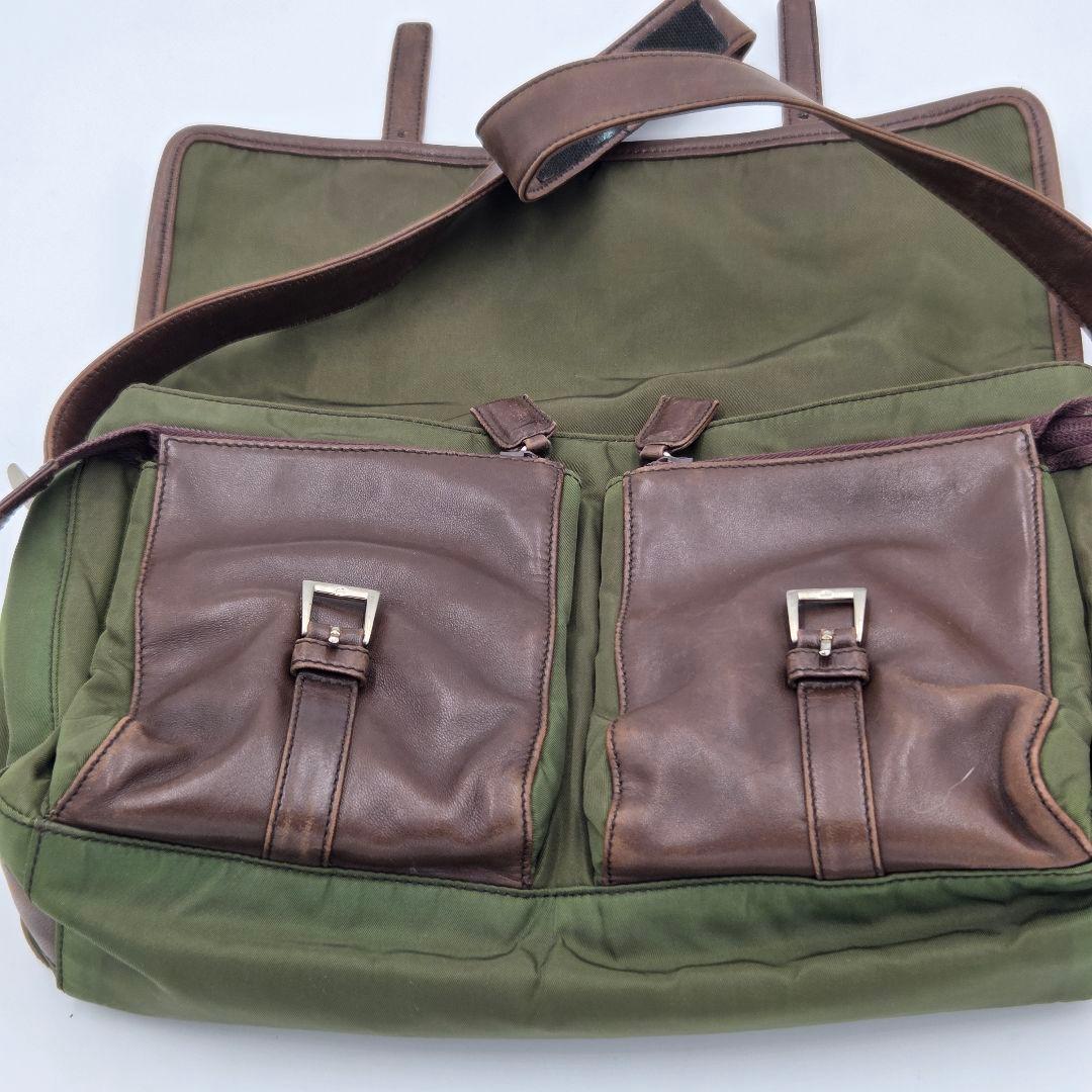【良品】PRADA ナイロン ショルダーバッグ グリーン ヴィンテージ 肩掛け