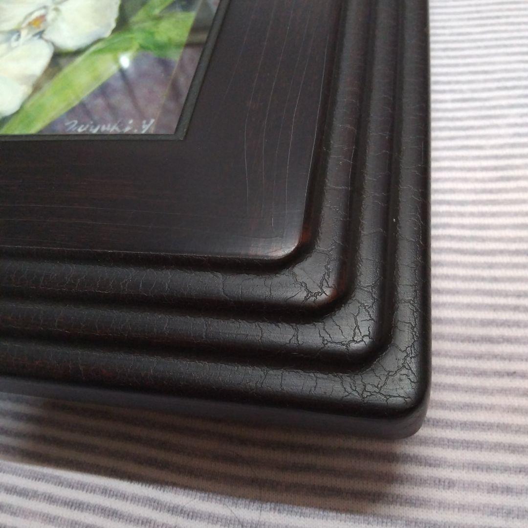 胡蝶蘭SMサイズ、保田三友紀の油絵作品。高級新品木製黒鉄 額縁付き