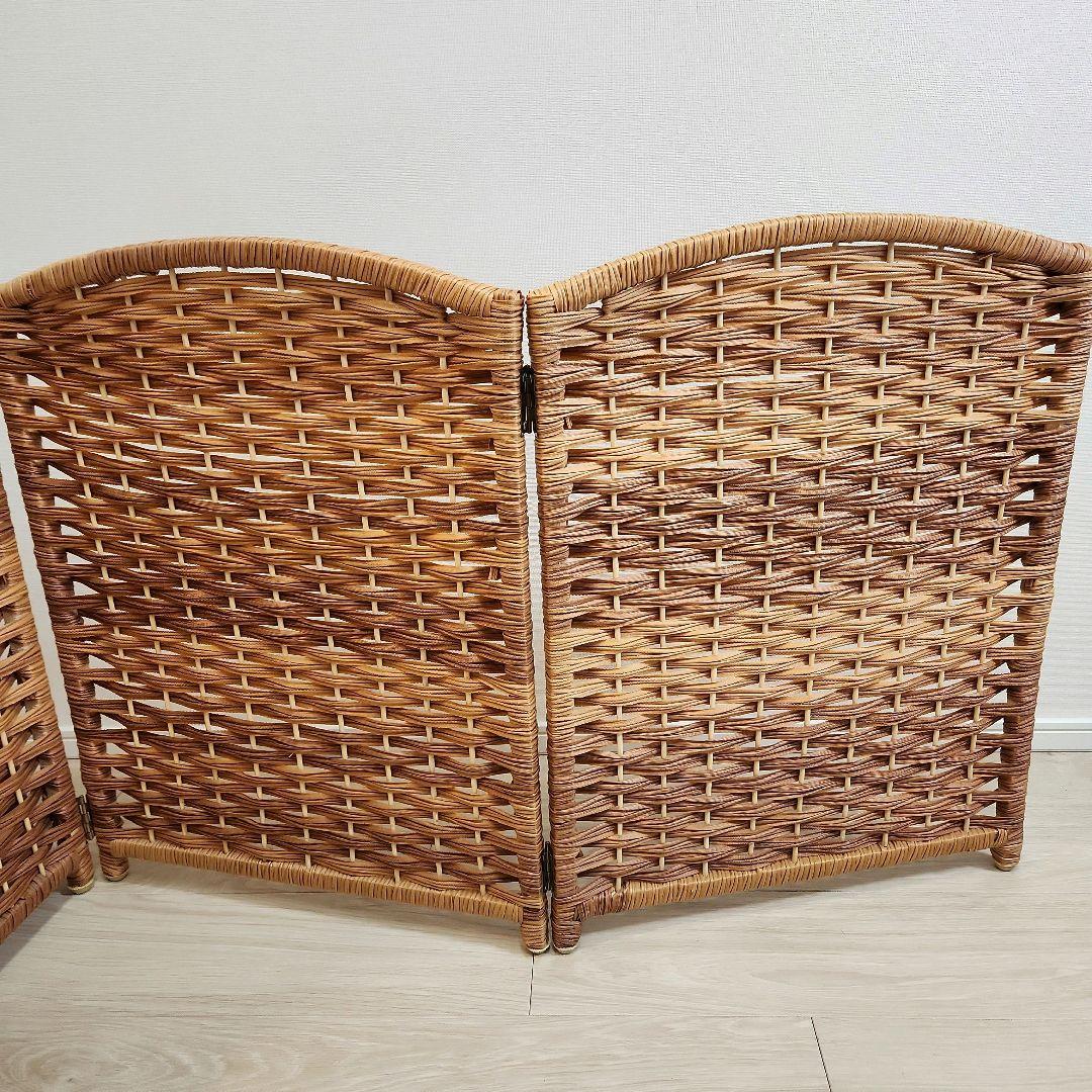 【2個セット】ペピー 軽量ついたてペットゲート ラタン調 折り畳みパーテーション