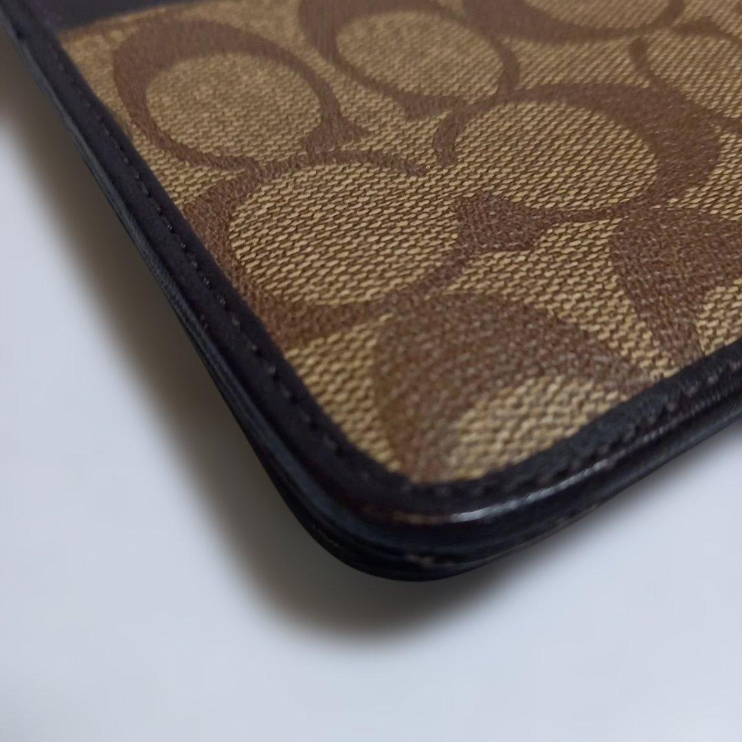 (美品) COACH iPadケース シグネチャー柄 ブラウン
