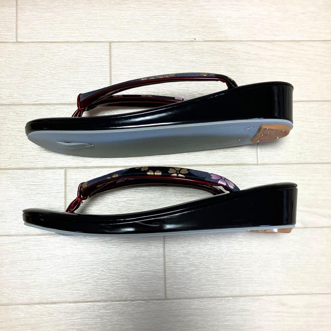 《未使用》草履バッグセット　舞桜　黒　成人式　24.5 箱付き