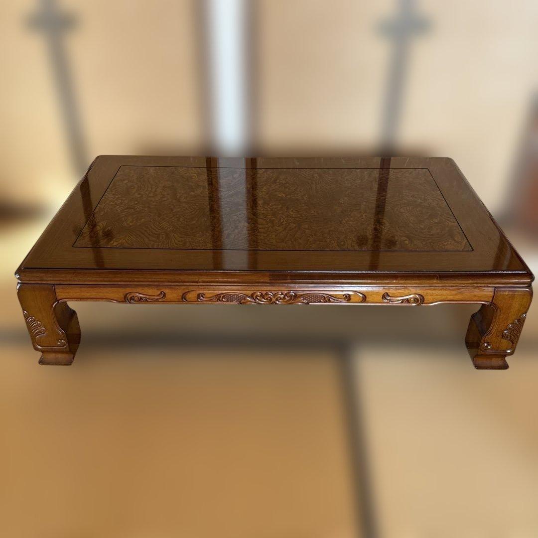 木製彫刻入り　家具調こたつ