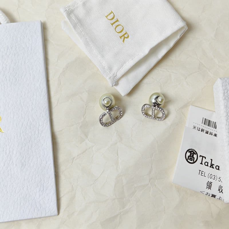 Dior CDロゴ シルバー パールピアス レディース