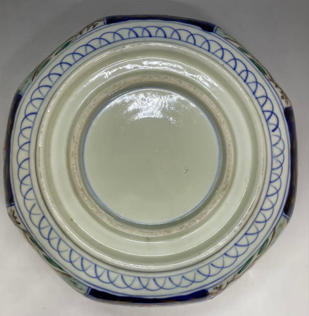 古伊万里　染錦　二重高台　三つ丼　鉢　飾り鉢　D132