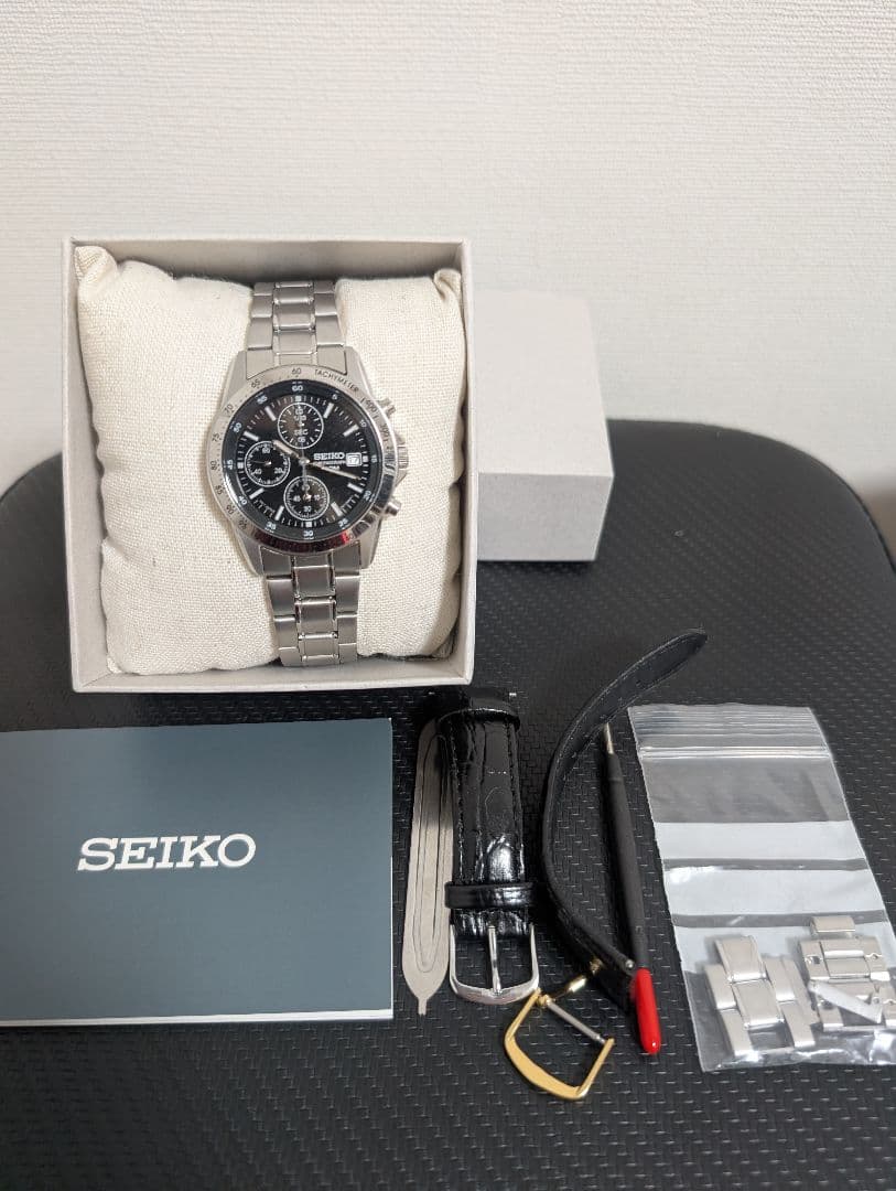 SEIKO クロノグラフ 腕時計 ブラック 稼働品　美品