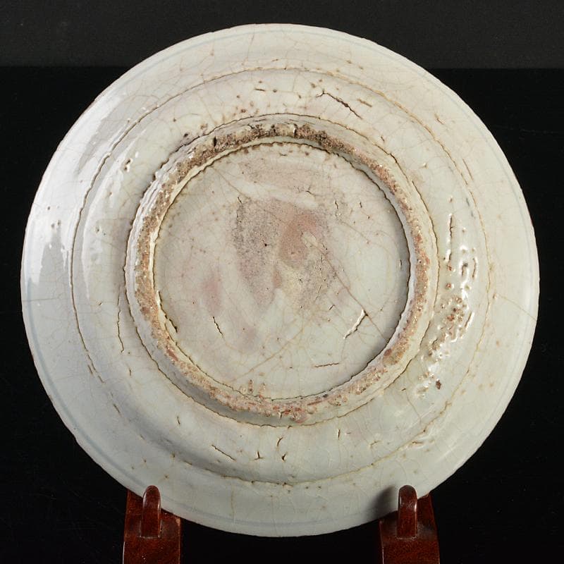 中国　古染付　青花芙蓉手　花鳥文盤　皿　C　R6823