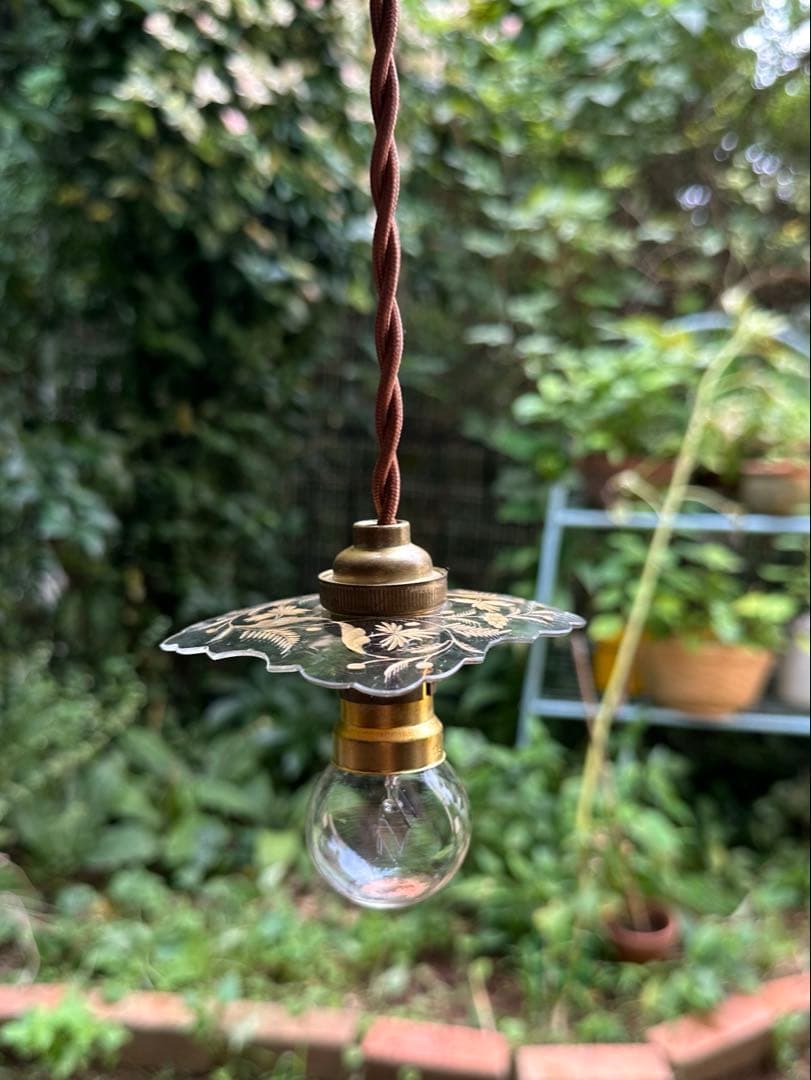 1900年代初頭 フランス アンティーク 金箔で絵付けされた美しいアトリエランプ