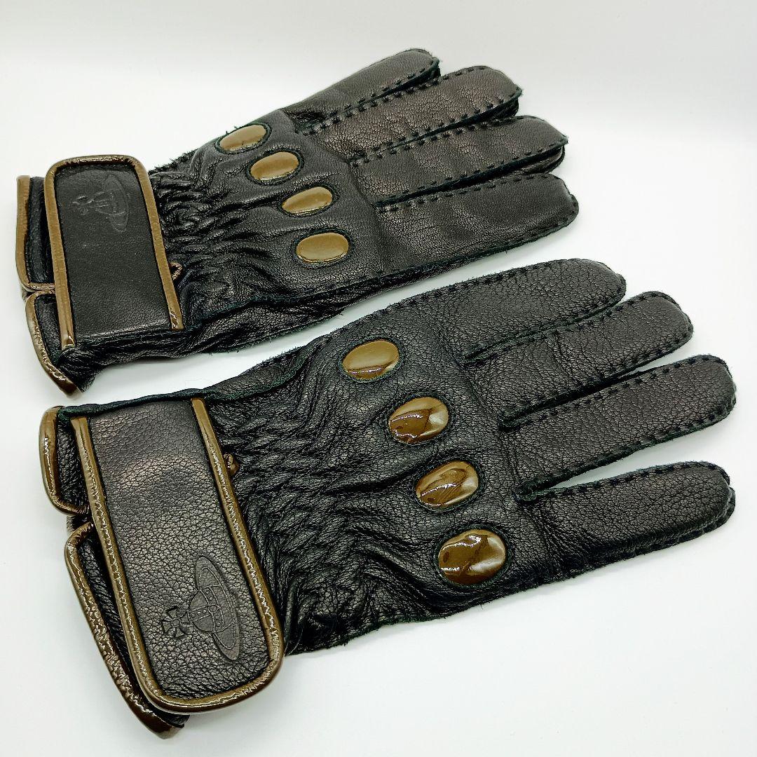 【美品】ヴィヴィアン 手袋 レザー グローブ 羊革 オーブ メンズ 25㎝