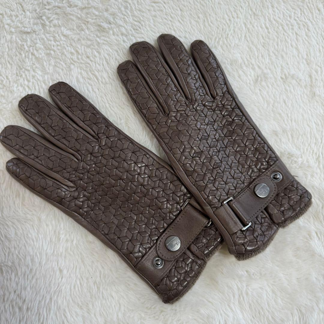 美品　Gloves ラムレザーグローブ イントレチャート カシミア混 8