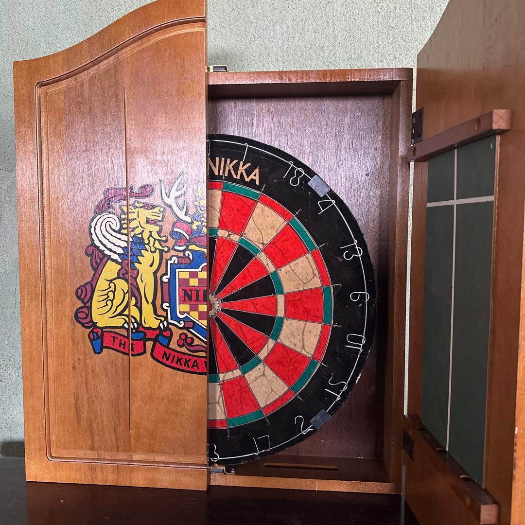 【ニッカ】【当時物】スーパーニッカ　木製ダーツボード　& キャビネット　アサヒ