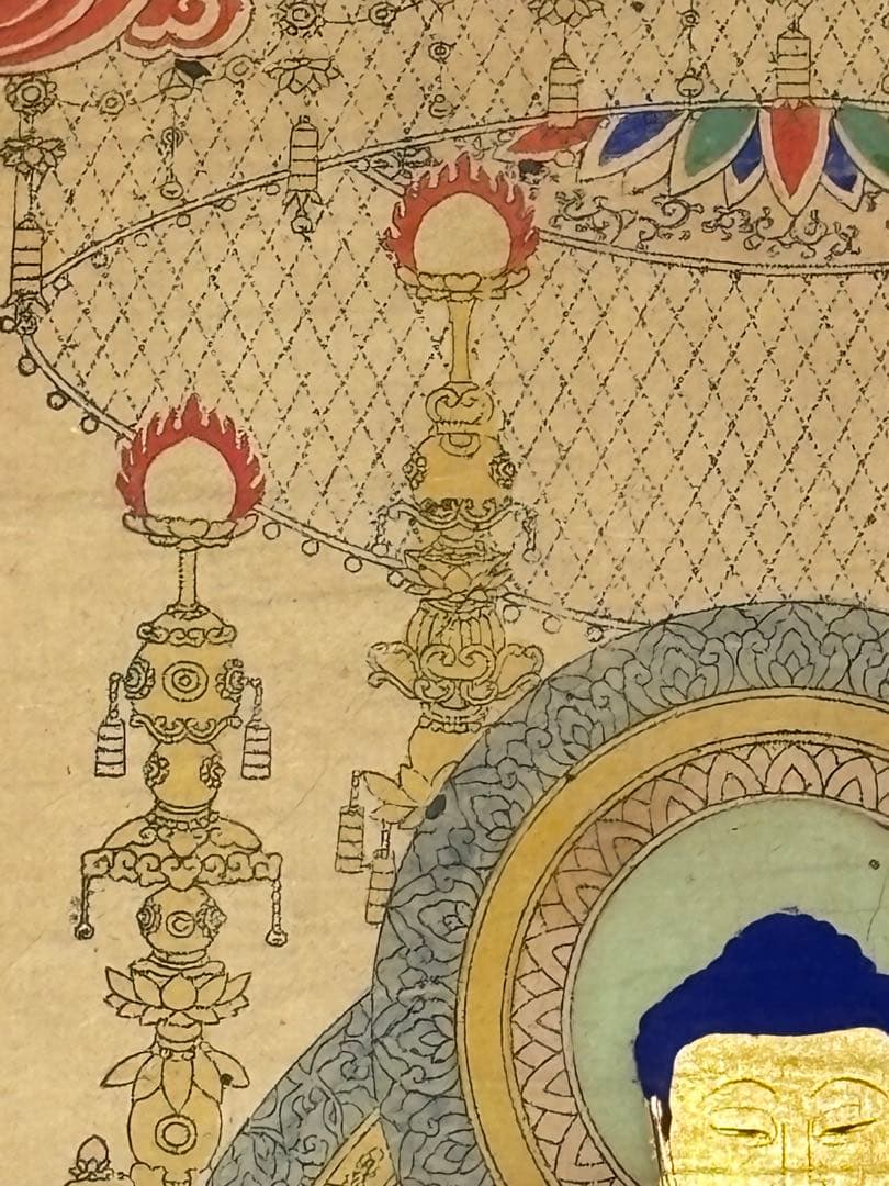 「浪華祐天大僧正遺跡源正寺本尊印施」極彩色木版図 1枚|仏教美術 木版画江戸時代