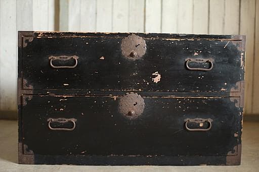 丸金具庄内箪笥　2段　タンス　収納　古家具　古民家　時代家具