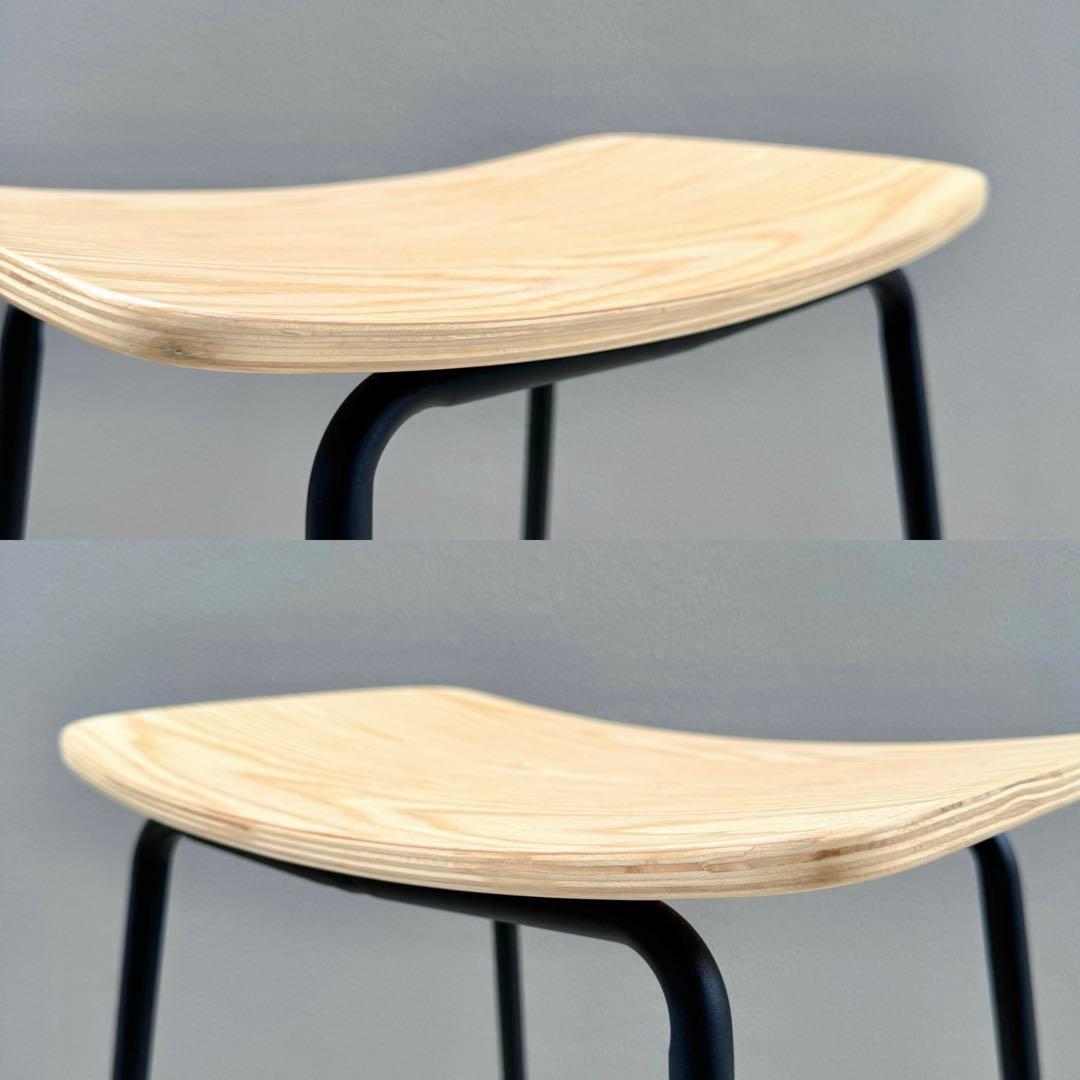 カナデモノ ハイスツール 曲木 オーク ナチュラル スチール脚 カウンターチェア