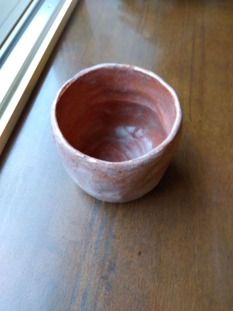 仁阿弥道八。赤楽筒茶碗