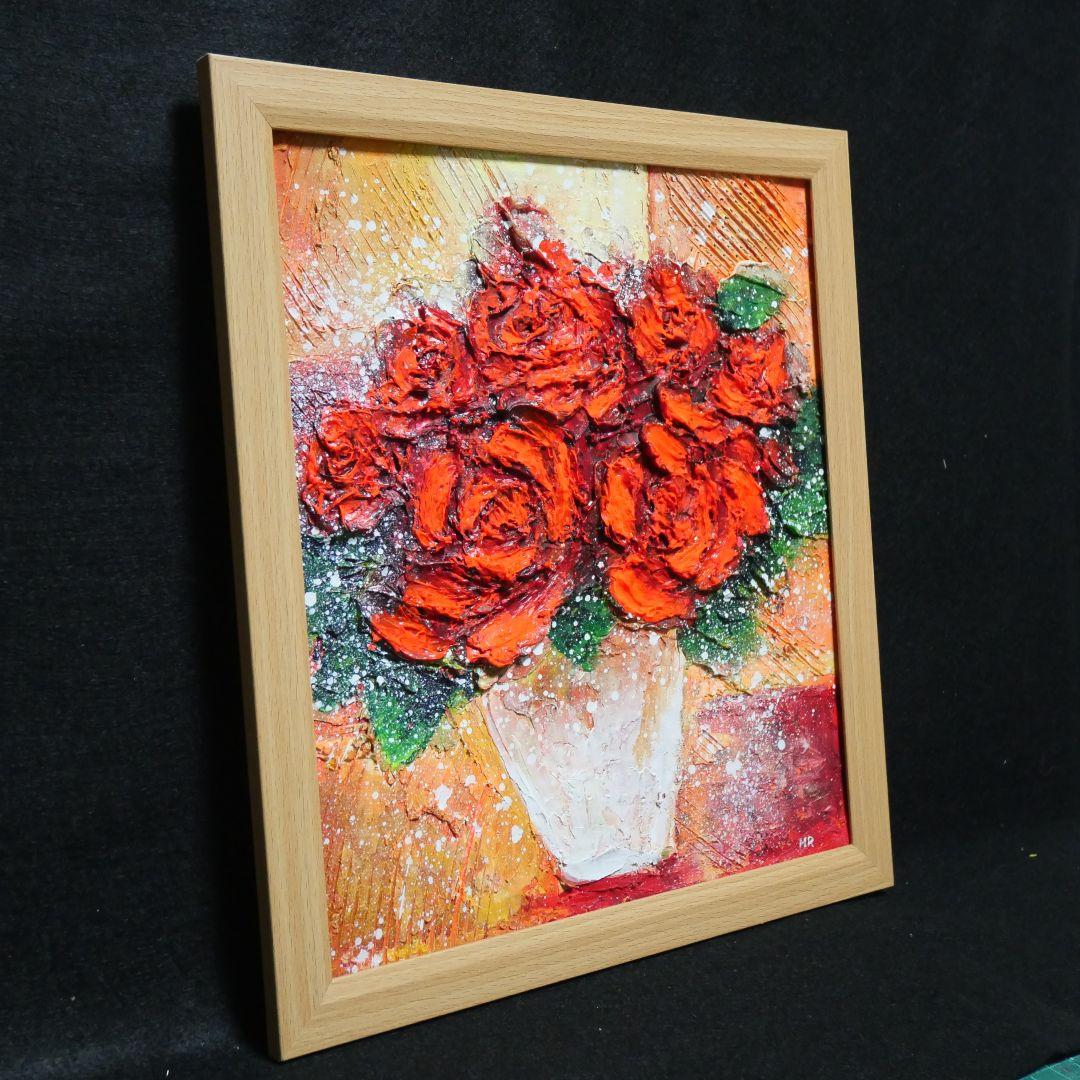 油絵 油彩 油彩画 絵 絵画 【赤い薔薇】