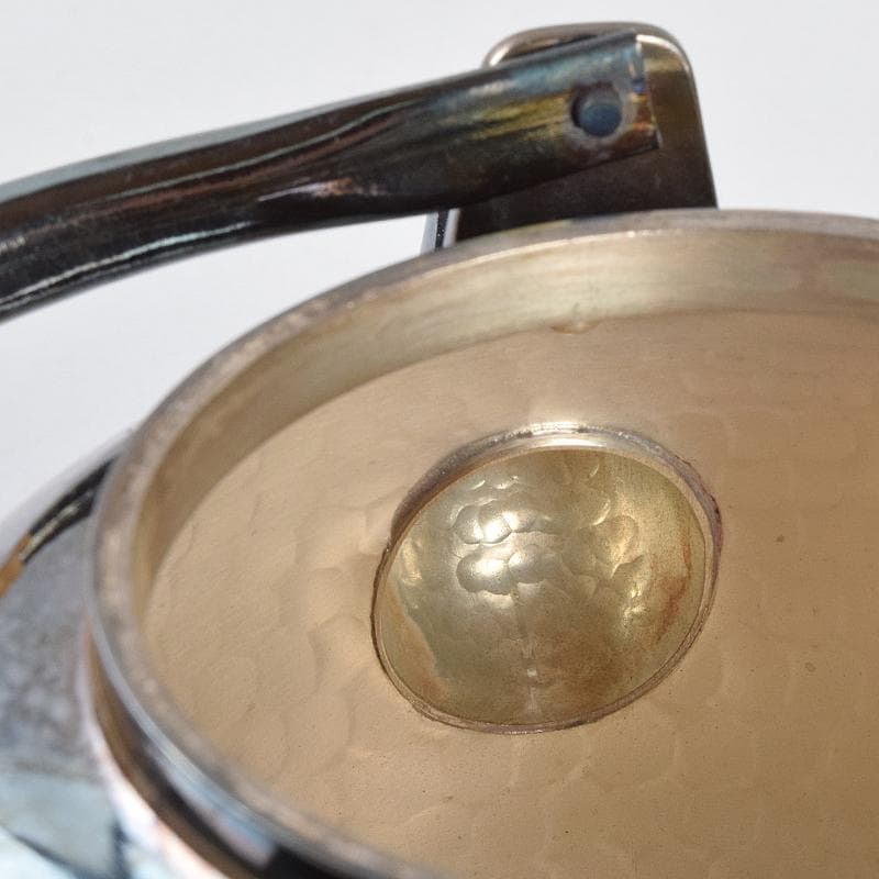 煎茶道具　白銅いぶし銀　槌目　銀瓶　湯沸し　約501g　M　R9483